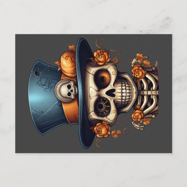 Steampunk Skeleton vykort (Framsida)
