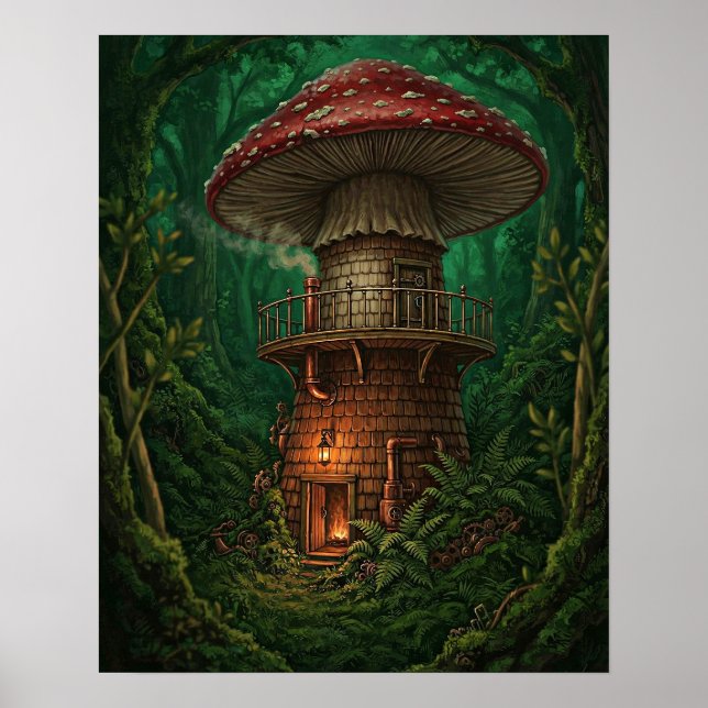 Steampunk Skog Konst Affisch (Framsidan)