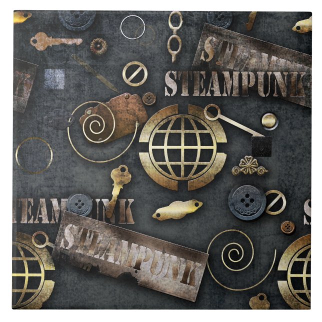 Steampunk, skrapbokning kakelplatta (Framsidan)