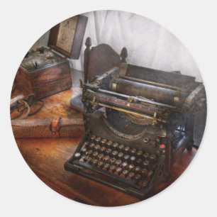 Steampunk - skrivmaskin - den hemliga budbärare runt klistermärke