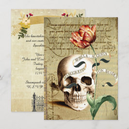 Steampunk Skull Blommigt Halloween 4,5 x 6,25 tum Inbjudningar