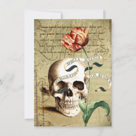 Steampunk Skull Blommigt Halloween 4,5 x 6,25 tum Inbjudningar