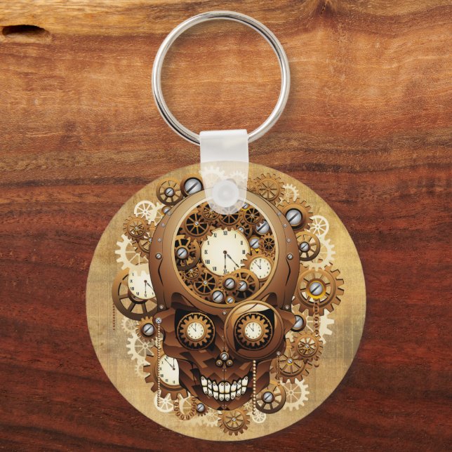 Steampunk Skull Gothic Stil Nyckelring (Framsida)