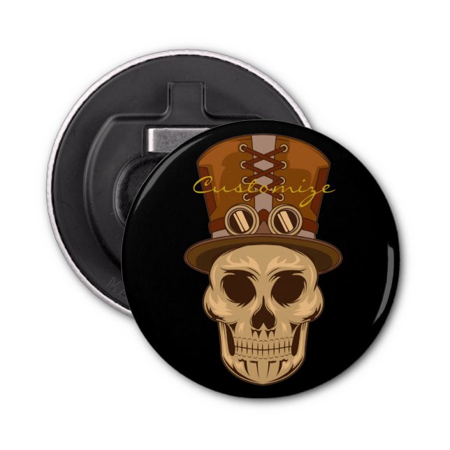 Steampunk Skull i Top hat Thunder_Cove Flasköppnare (Framsidan)