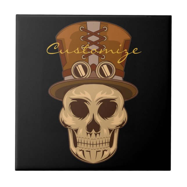 Steampunk Skull i Top hat Thunder_Cove Kakelplatta (Framsidan)