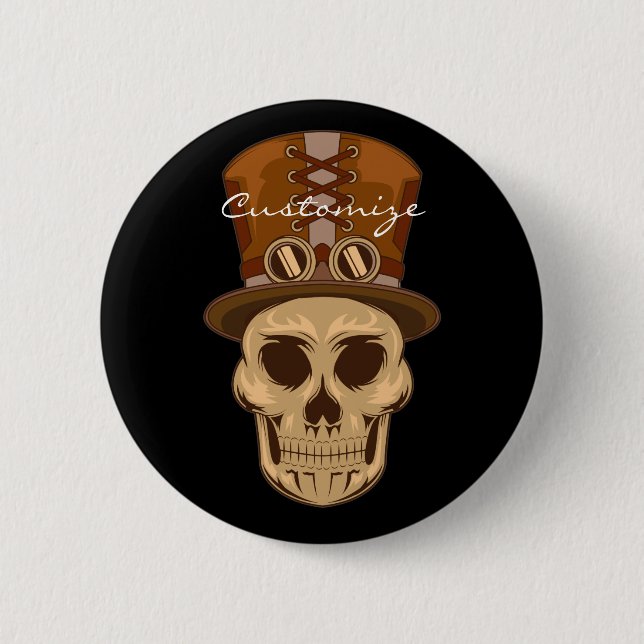 Steampunk Skull i Top hat Thunder_Cove Knapp (Framsida)