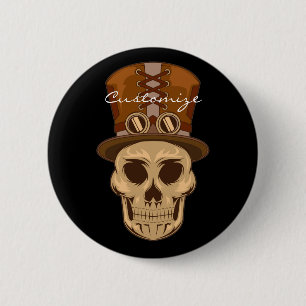 Steampunk Skull i Top hat Thunder_Cove Knapp