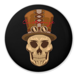 Steampunk Skull i Top hat Thunder_Cove Knopp