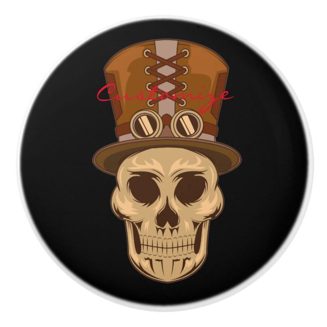Steampunk Skull i Top hat Thunder_Cove Knopp (Framsidan)