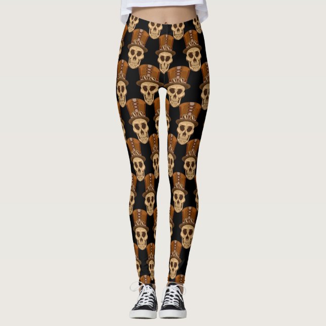 Steampunk Skull i Top hat Thunder_Cove Leggings (Framsida)