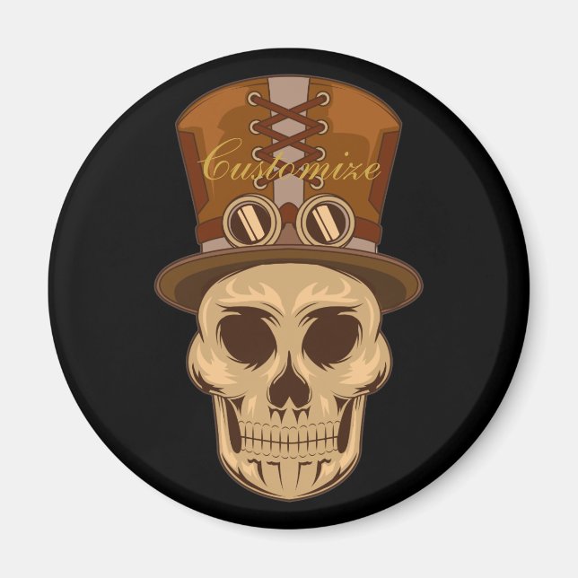 Steampunk Skull i Top hat Thunder_Cove Magnet (Framsidan)
