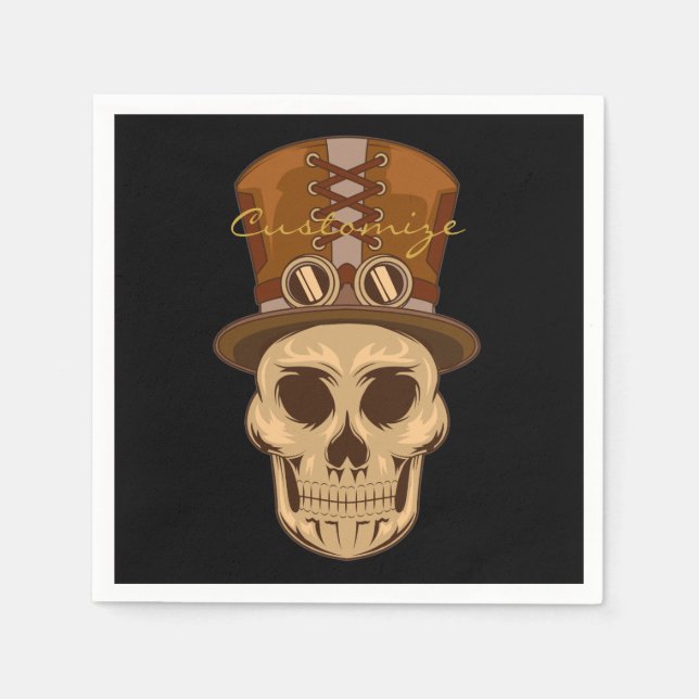 Steampunk Skull i Top hat Thunder_Cove Pappersservett (Framsidan)