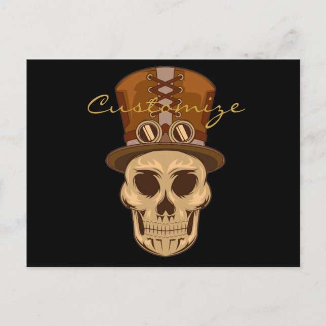 Steampunk Skull i Top hat Thunder_Cove Vykort (Framsida)