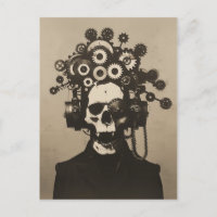 Steampunk Skull med hermetiskt flamma Sepia med re