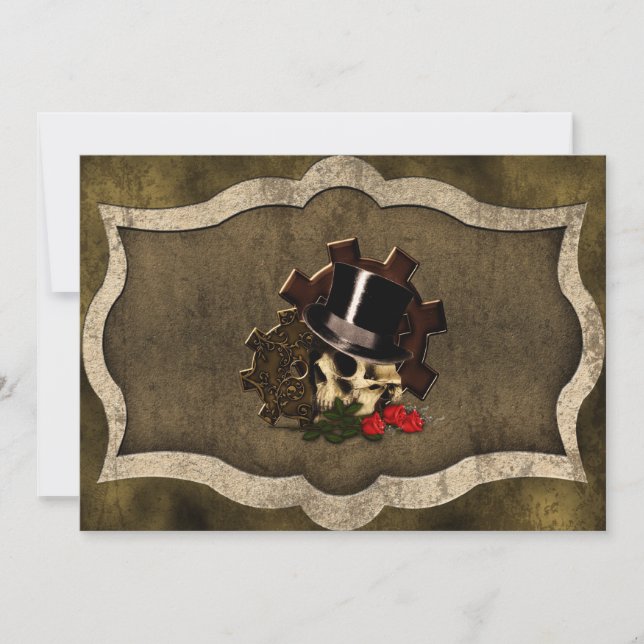 Steampunk Skull Ro Gothic Bröllop Inbjudningar (Framsida)