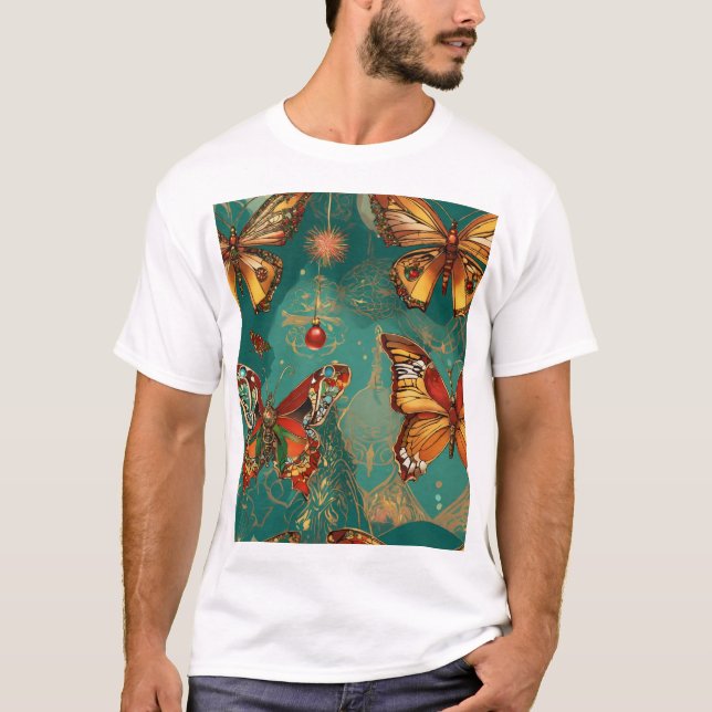 Steampunk Skull with Butterfly Afro Hair – Basquia T Shirt (Framsida)
