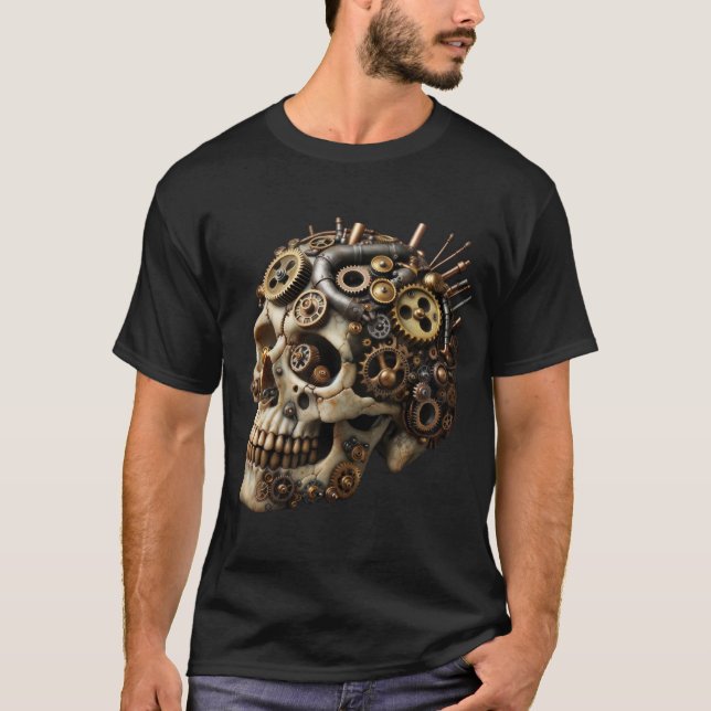 Steampunk Skullmekanik T Shirt (Framsida)