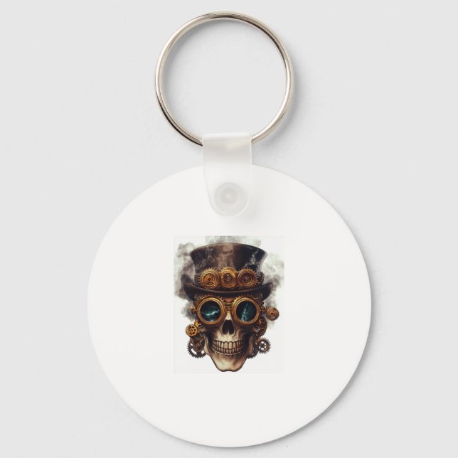 Steampunk Skullmotor Nyckelring (Framsida)