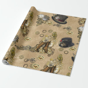 Steampunk skulpturer på Tan Leather Struktur Presentpapper