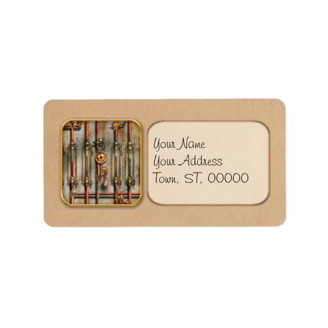 Steampunk - Smörjningsgrenrör Adressetikett (Framsidan)