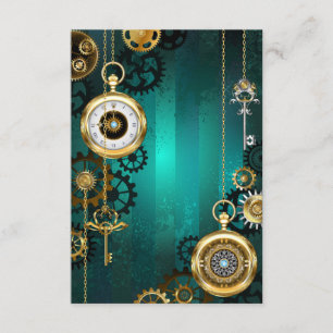 Steampunk-smycke Ur på en grön bakgrund Tilläggskort