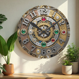 Steampunk, smycken klocka, zodiak, gems, vintage rund klocka