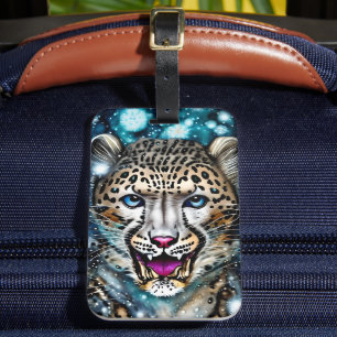 Steampunk Snö Leopard Bagagebricka