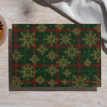 Steampunk Snöflinga Röd och Grön Tartan