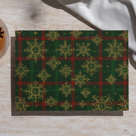 Steampunk Snöflinga Röd och Grön Tartan
