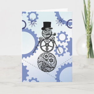 Steampunk snögubbeGearry julkort Helgkort