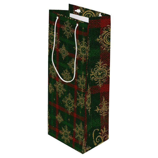 Steampunk Snowflake Red och Grönt Tartan (Framsidan Vinklad)