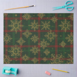 Steampunk Snowflake Red och Grönt Tartan