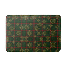 Steampunk Snowflake Red och Grönt Tartan Badrumsmatta