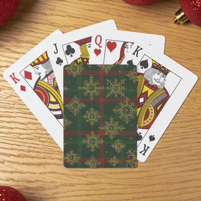 Steampunk Snowflake Red och Grönt Tartan Casinokort (Skapare uppladdad)
