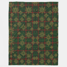 Steampunk Snowflake Red och Grönt Tartan Fleecefilt