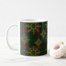 Steampunk Snowflake Red och Grönt Tartan Kaffemugg