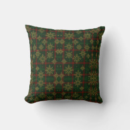 Steampunk Snowflake Red och Grönt Tartan Kudde