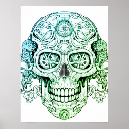 Steampunk Socker Skalle Ritning Konst för Vuxna Vä Poster