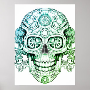 Steampunk Socker Skalle Ritning Konst för Vuxna Vä Poster