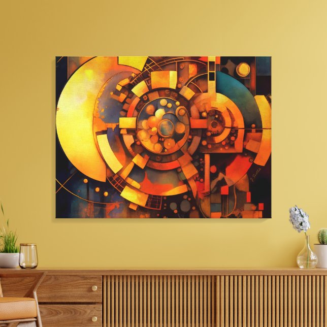 Steampunk Solär Mechanisk Abstrakt Konst Canvastryck (Insitu (Vardagsrum))