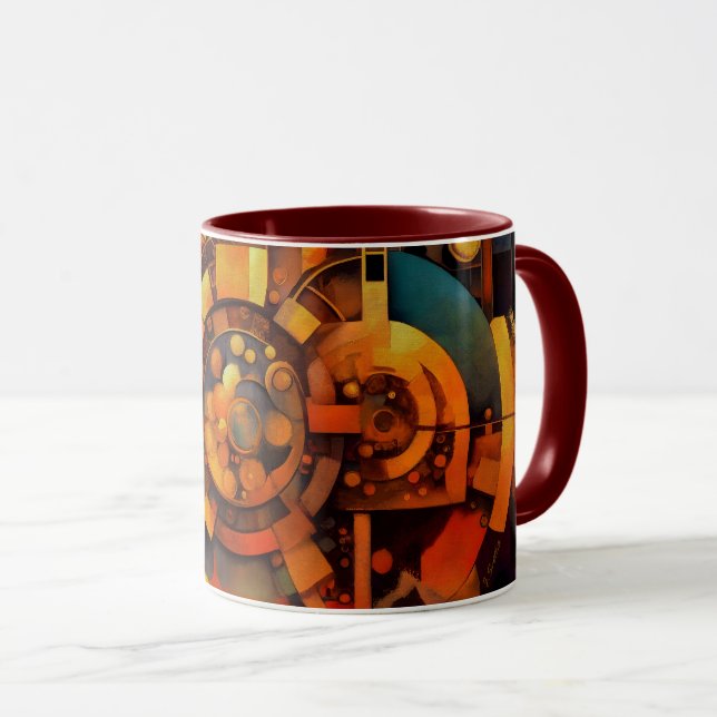 Steampunk Solär Mechanisk Abstrakt Konst Mugg (Framsida höger)