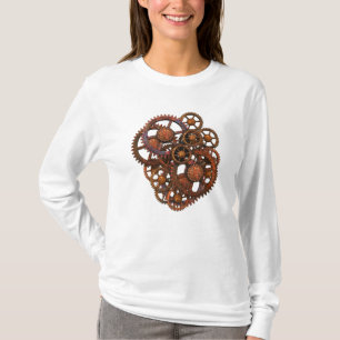 Steampunk som rostig metall utrustar med, skuggar tee shirt