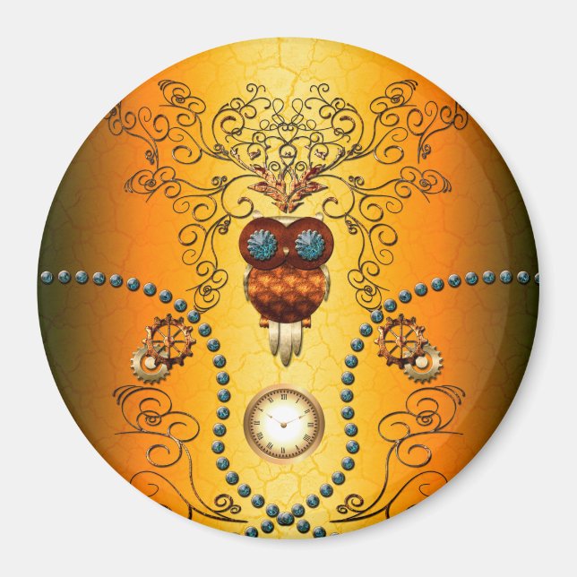 Steampunk, söt uggla magnet (Framsidan)