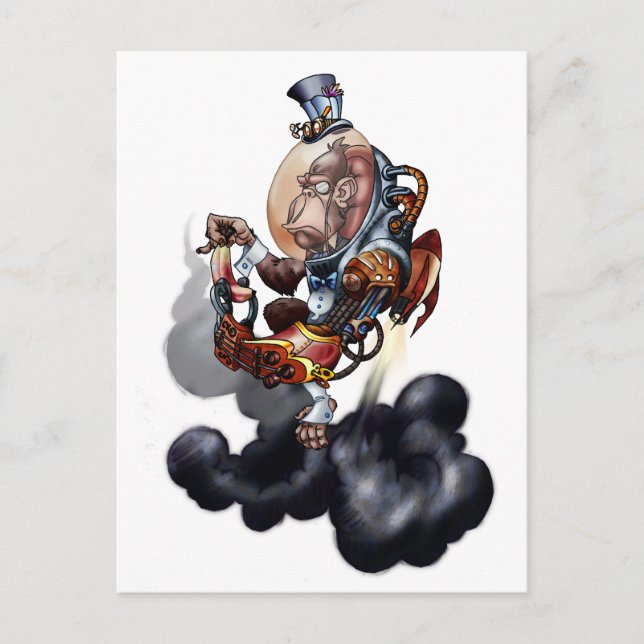 Steampunk Space Chimp Vykort (Framsida)