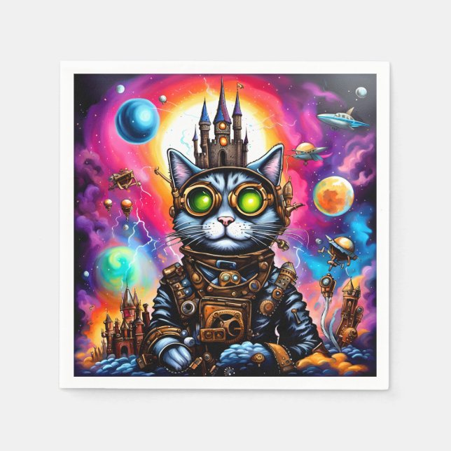 Steampunk Space Kat I Pappersservett (Framsidan)