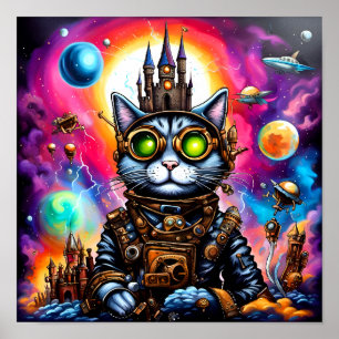 Steampunk Space Kat I Poster
