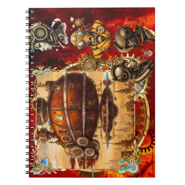 Steampunk Spaceship Anteckningsbok (Framsidan)