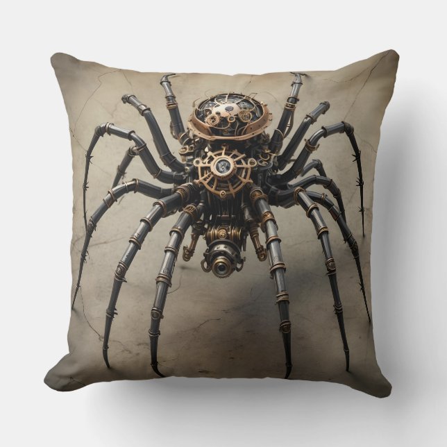 Steampunk Spider-design - två sidor Kudde (Framsida)