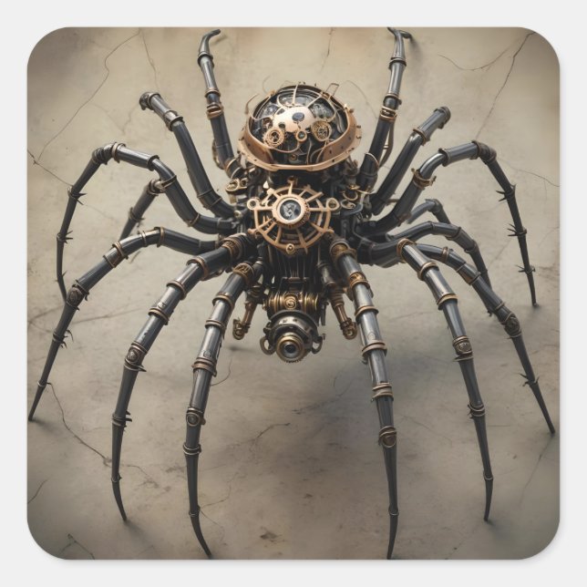 Steampunk Spider Fyrkantigt Klistermärke (Framsida)