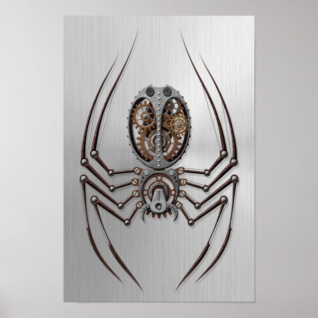 Steampunk Spider med rostfri ståleffekt Poster (Framsidan)